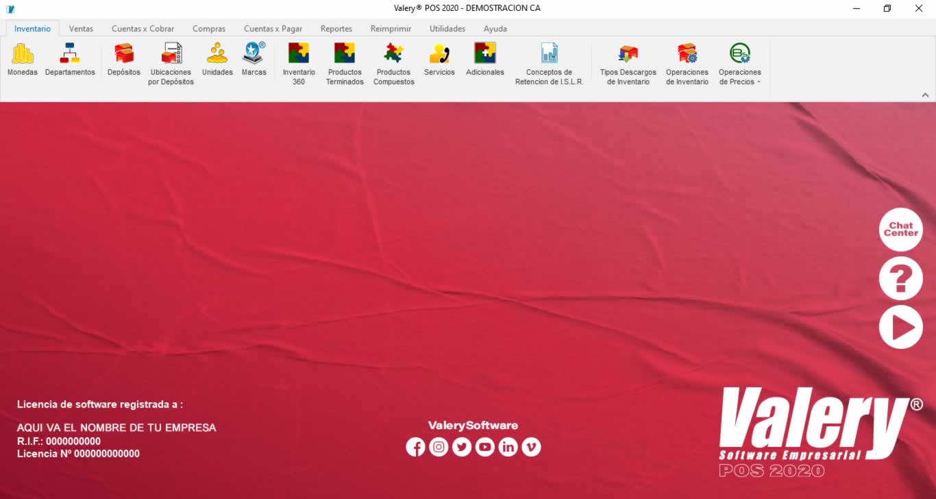 Pantalla Inicial Valery POS